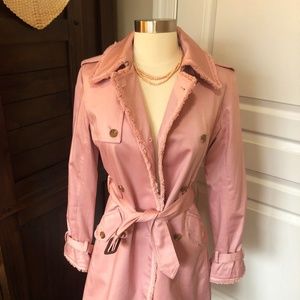 New! Express Pretty in Pink Double-Breasted Trench Coat / Rain Coat